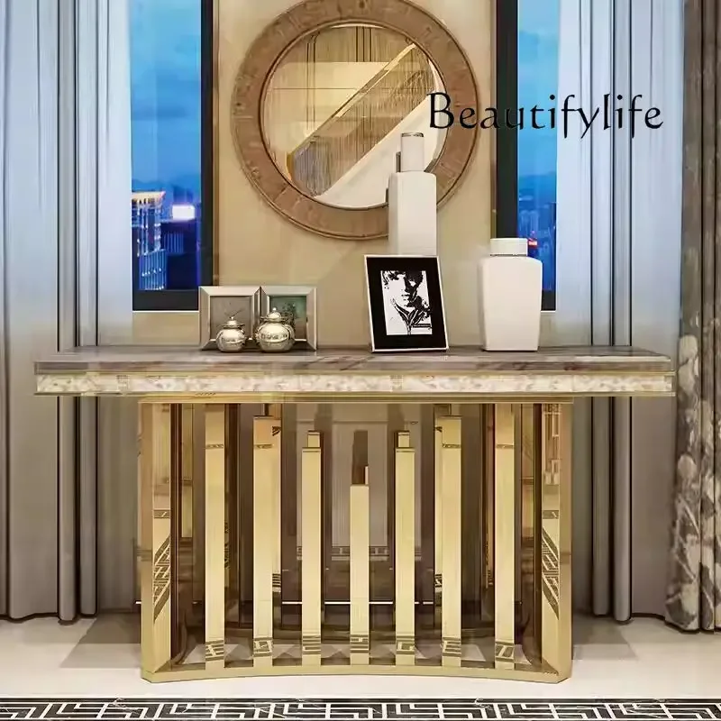 

Aisle marble creative end view table light luxury porch plan living room art simple and minimalist partition