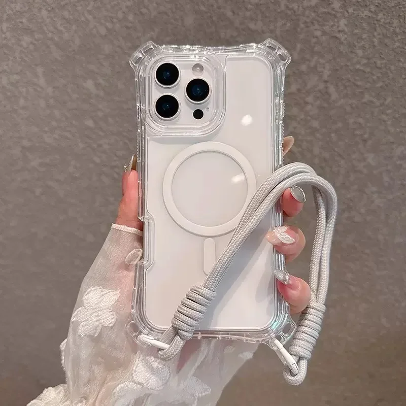 

2026 NEW 3IN1 For IPhone17pro Max 16 15 14 13 12 For Strong Magnetic Waist Small Four Corner Anti Drop Three In One Phone Case