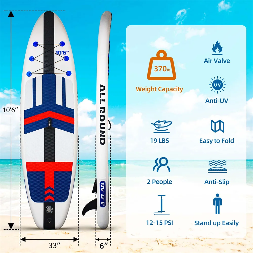 Inflatable Stand Up Paddle Board Ultra Light Inflatable Paddleboard with Paddle Board Accessories, Safety Leash for Sports