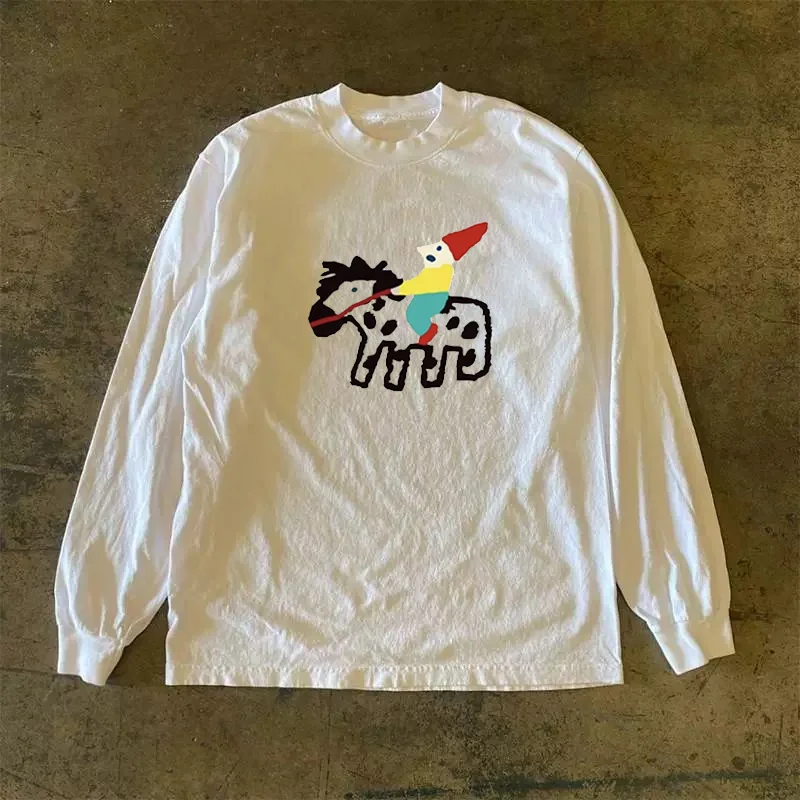 Long Sleeve 310 Pure Cotton Men's T-Shirt Upward Hero Non-Light American Style Couple's T-Shirt Youth Loose Fit Printed Tee