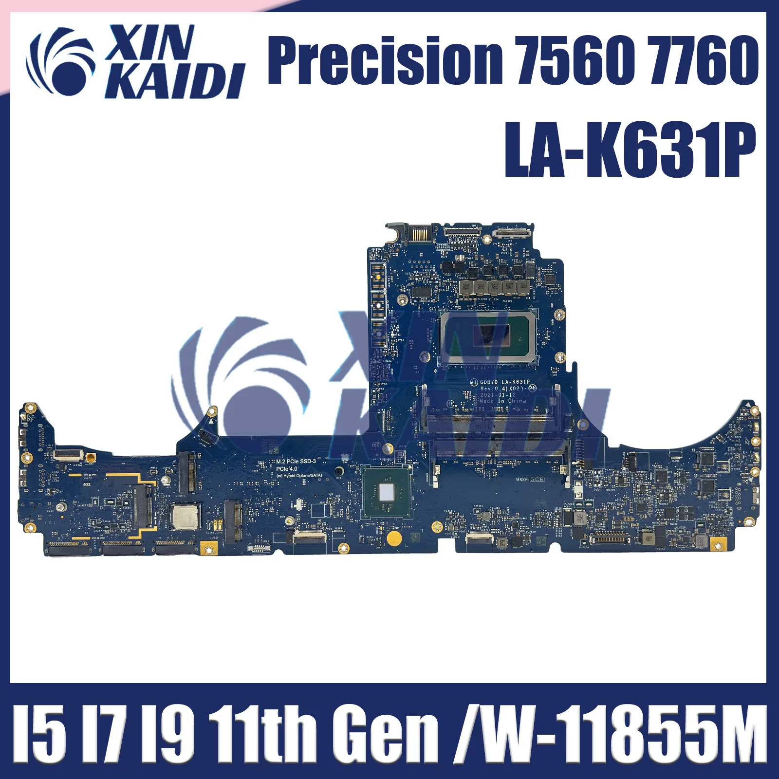 LA-K631P Laptop Motherboard For Dell Precision 7560 7760 Mainboard With i9-11950H CPU 0G01WF 0H3D01 0KCD5R 086PC6