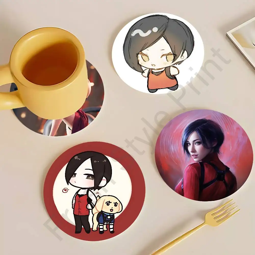 

R-Resident E-Evil A-Ada Wong Wooden Coasters 10cm Round Cosplay Fans Collect Friends Gifts