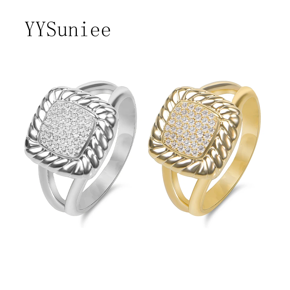 

YYSuniee 18k Gold-Plated Twists Cubic Zirconia Diamond Cable Ring for Women Inspired Twisted Jewelry Gift