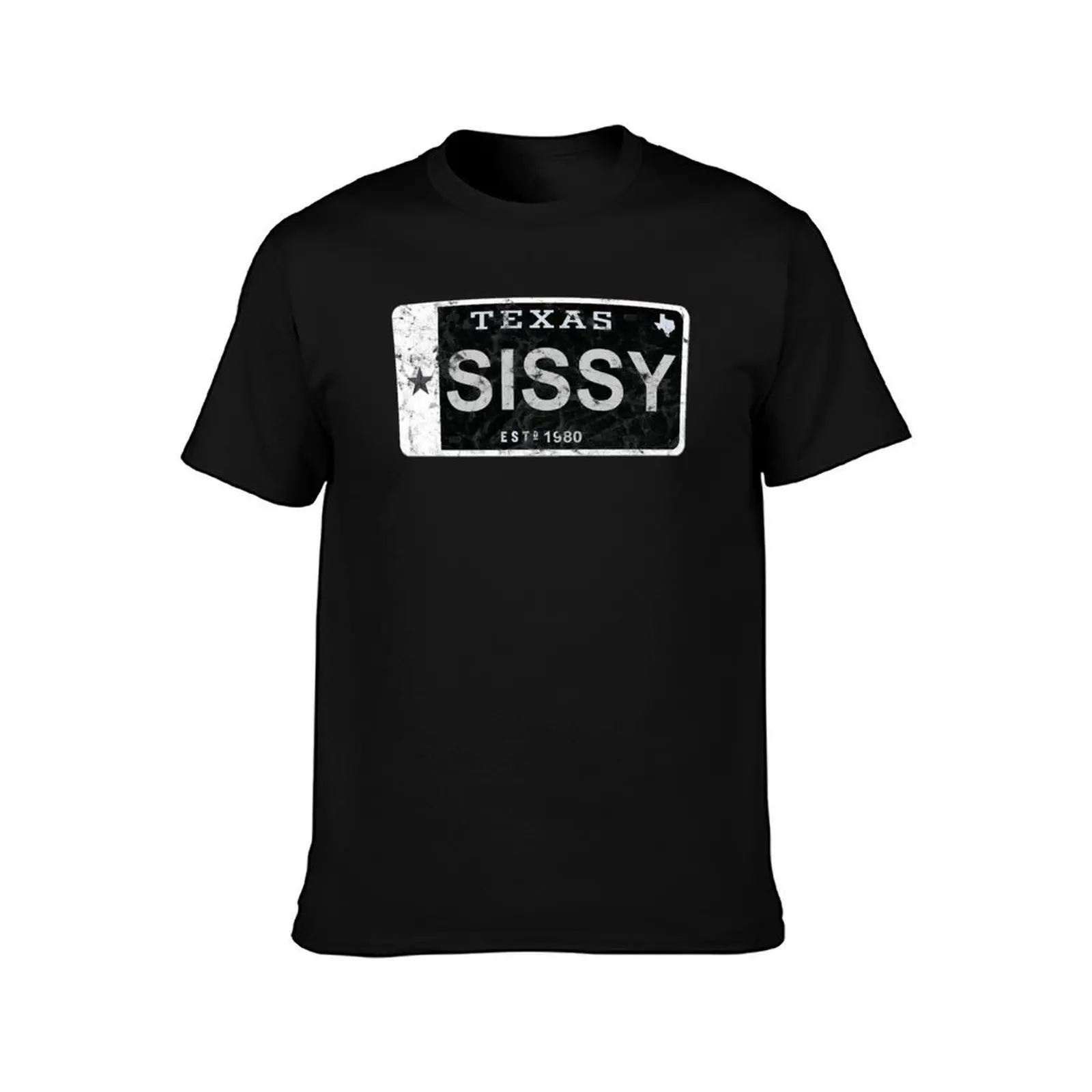 Sissy Texas Plate T-Shirt, Summer Casual Cotton Tee, Oversized Streetwear Tops, Vintage Graphic Print, Loose Fit Short Sleeve