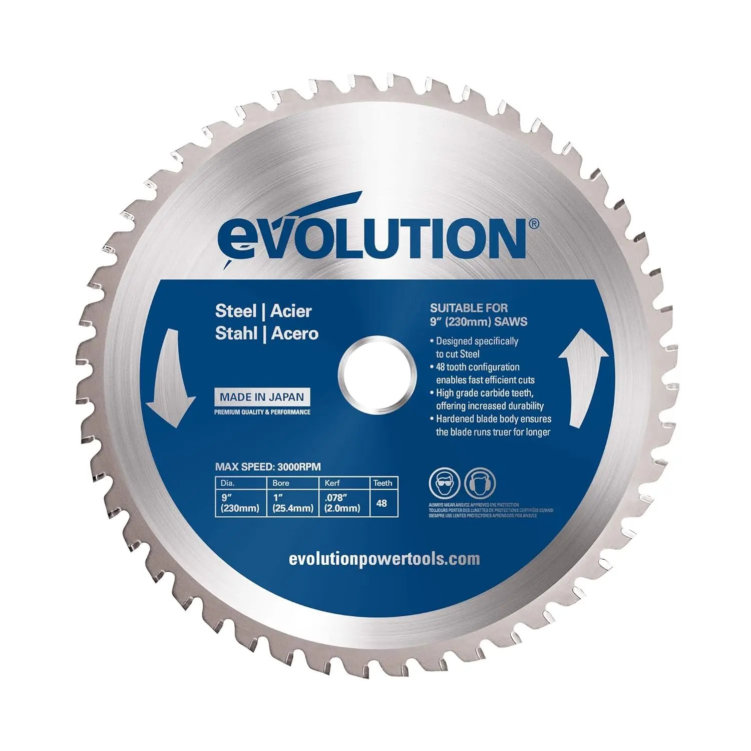 

9-Inch 48-Tooth Steel Cutting Saw Blade for Circular Saws, Mild Steel Blade with Tungsten Carbide Teeth