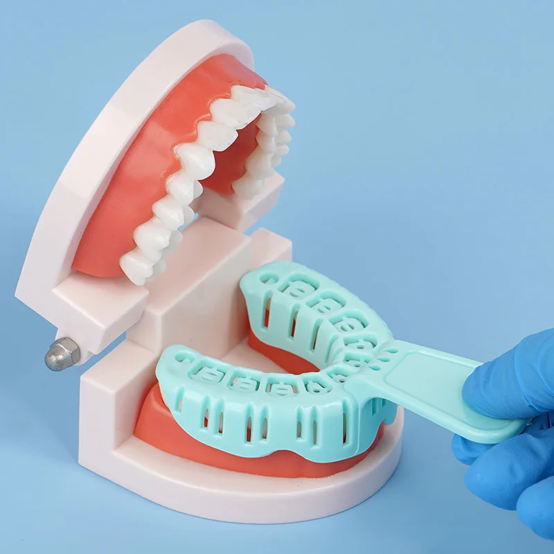 6 قطعة صينية انطباع الأسنان البلاستيكية يمكن التخلص منها صواني الأسنان حامل الأسنان أداة فني طبيب الأسنان #2