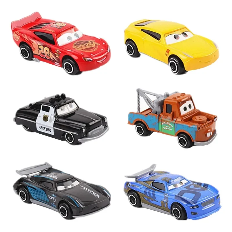 6Pcs/Set Cartoon Cars Toys Alloy McQueen Mater Jackson Storm Anime Figurine Collectible Toys For Boys Kids Gift