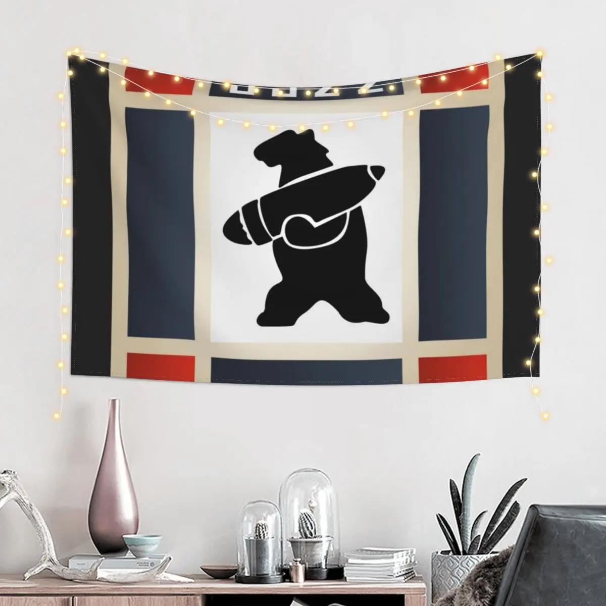 Wojtek the bear (Polish Soldier Bear) - Company Banner Tapestry Room Decorations Aesthetic Mushroom Wallpaper Bedroom Tapestry