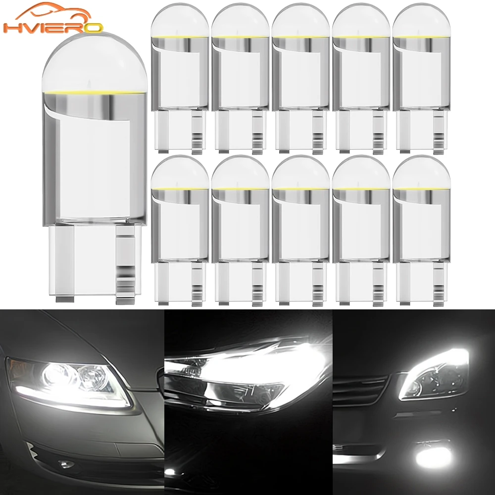 

10X W5W Led T10 Car Licht Cob Glas 6000K Automobiles Kente Kenver Lichting Dome DRL Lamp 12V Multicolor Turn Signal Accessoires