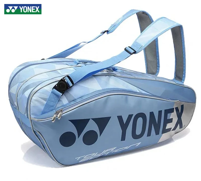 Yonex Professional Tennis Racket Bag Light Blue Sports Bags For Women Men Racket Backpack With Shoe Compartment