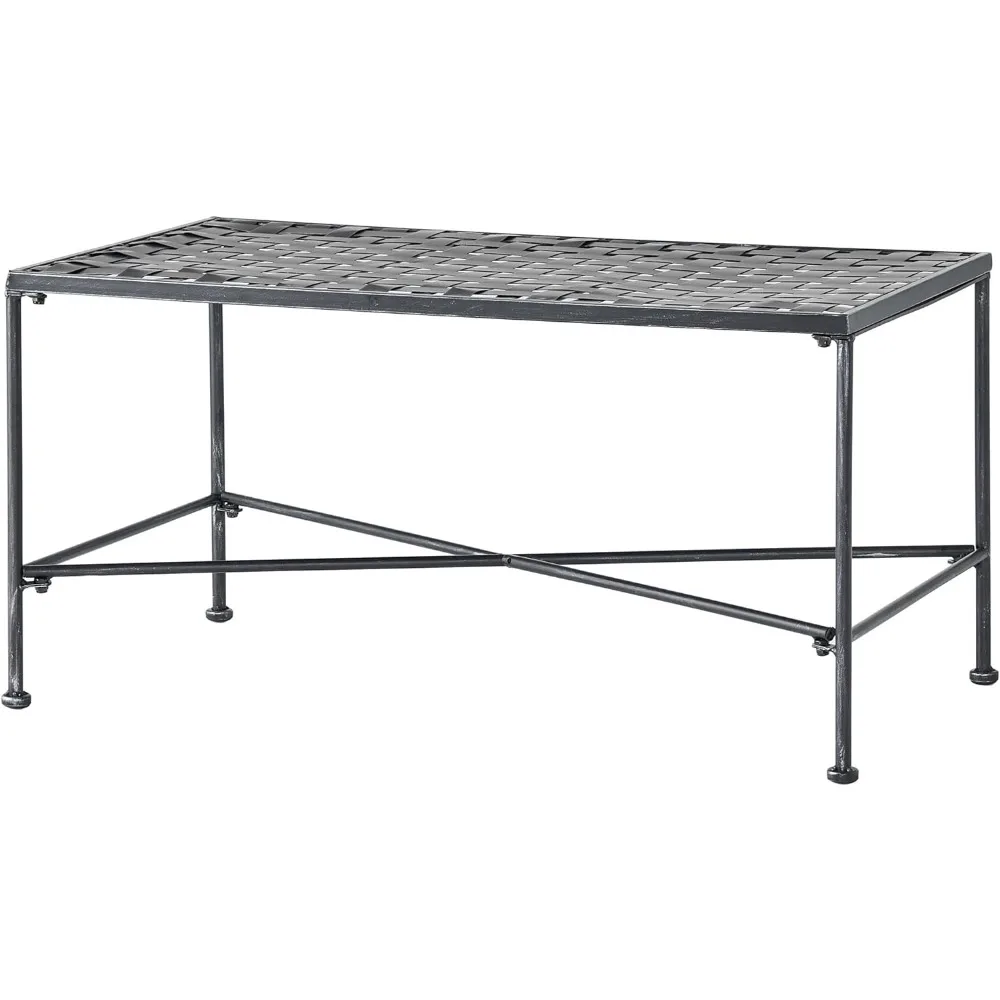 

Petra Iron Coffee Table, Black Brush Silver