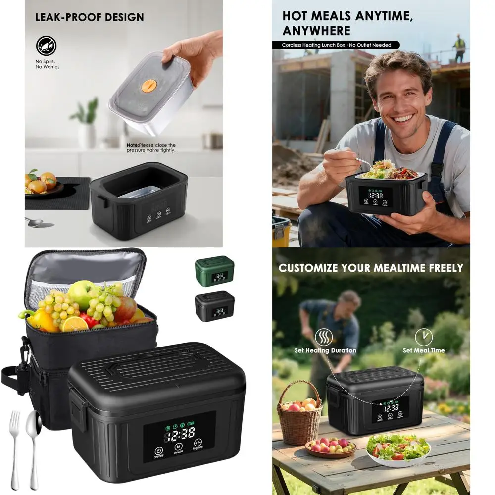 

Электрический ланч-бокс 1,4 л для взрослых с функцией умного планирования питания, автоматическим подогревом и портативным подогревателем еды для автомобиля с термосумкой