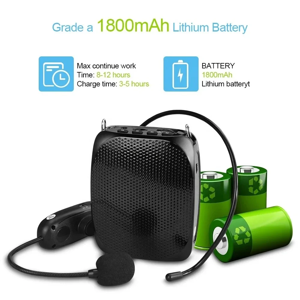 ZOWEETEK S615 مضخم صوت المعلم مع ميكروفون لاسلكي UHF 10 وات 1800 مللي أمبير في الساعة مكبر صوت محمول قابل لإعادة الشحن للفصول الدراسية