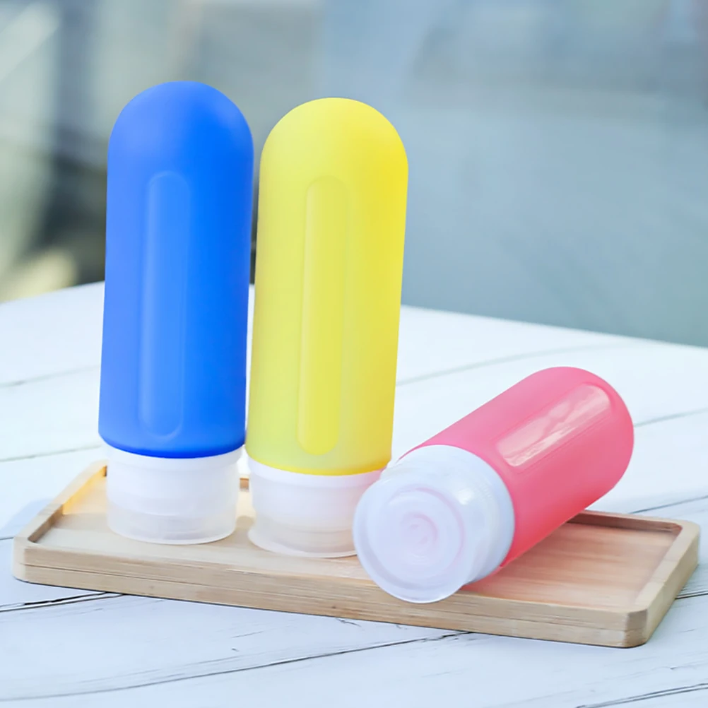 5 pezzi set di bottiglie da spremere bottiglie da viaggio portatili in silicone ricaricabili a prova di perdite per lavaggio del corpo crema detergente per il viso