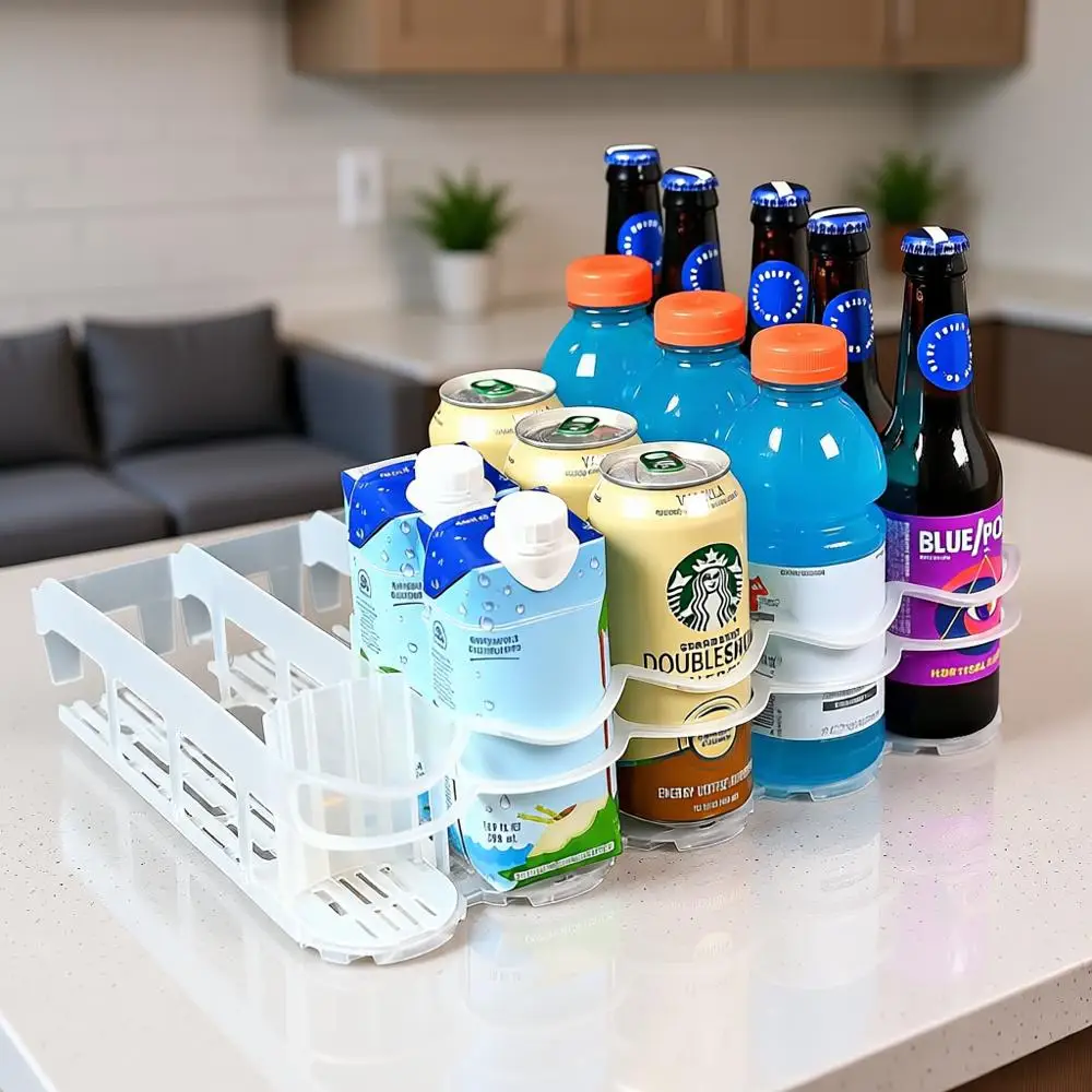 

Органайзер для напитков, хранение в холодильнике - диспенсер для банок с газировкой и стеллаж-органайзер (1 шт.)