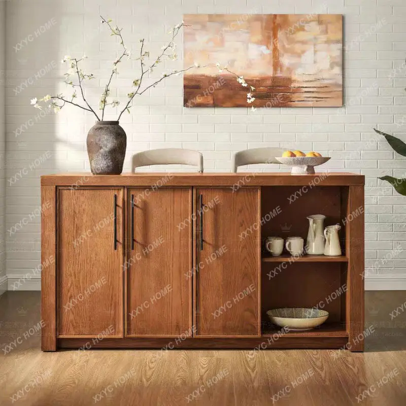 

MM02 rural retro solid wood dining side cabinet, living room locker, premium storage cabinet