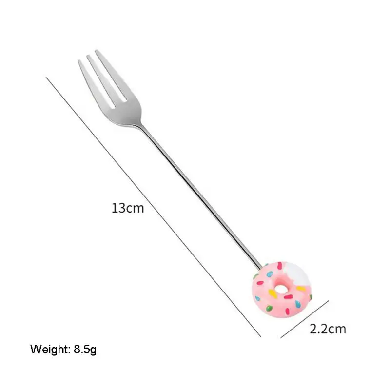 Creative Stainless Steel Spoon Mini Doughnut Spoon Fork Coffee Spoon Children Gifts Kitchen Accessories Tableware Decoration