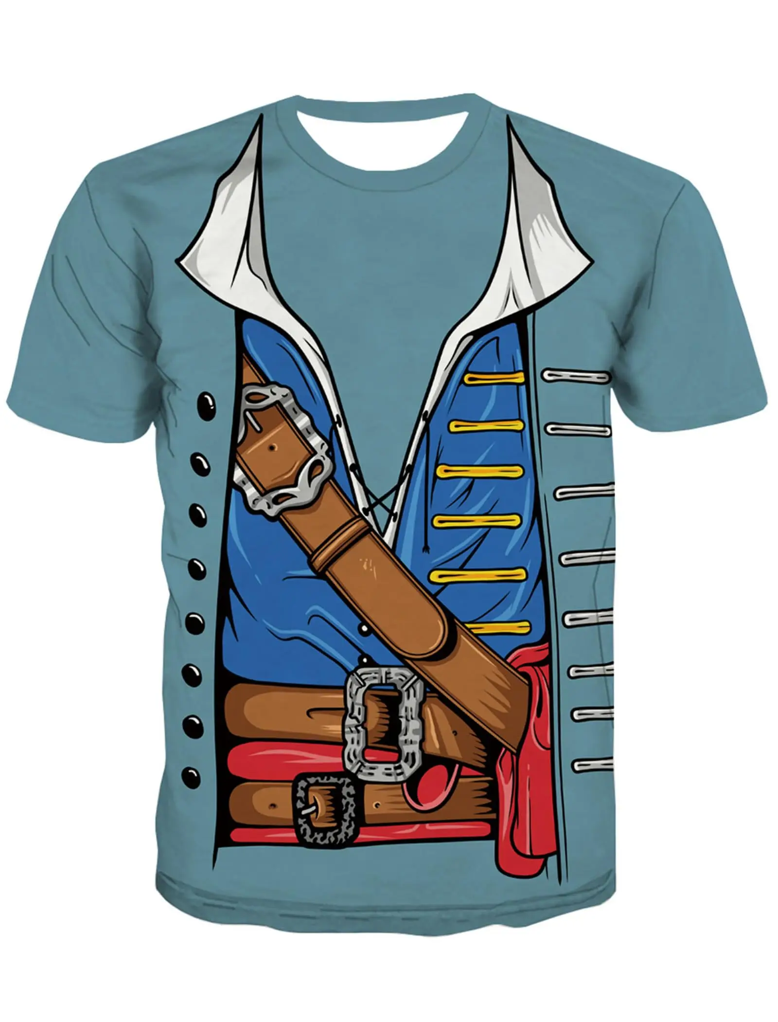 Fun Cruise Ship Pirate T-Shirt 3D Printed Halloween Pirate Men Summer T-Shirt Cool Breathable Fun Fashionable Summer Fashion