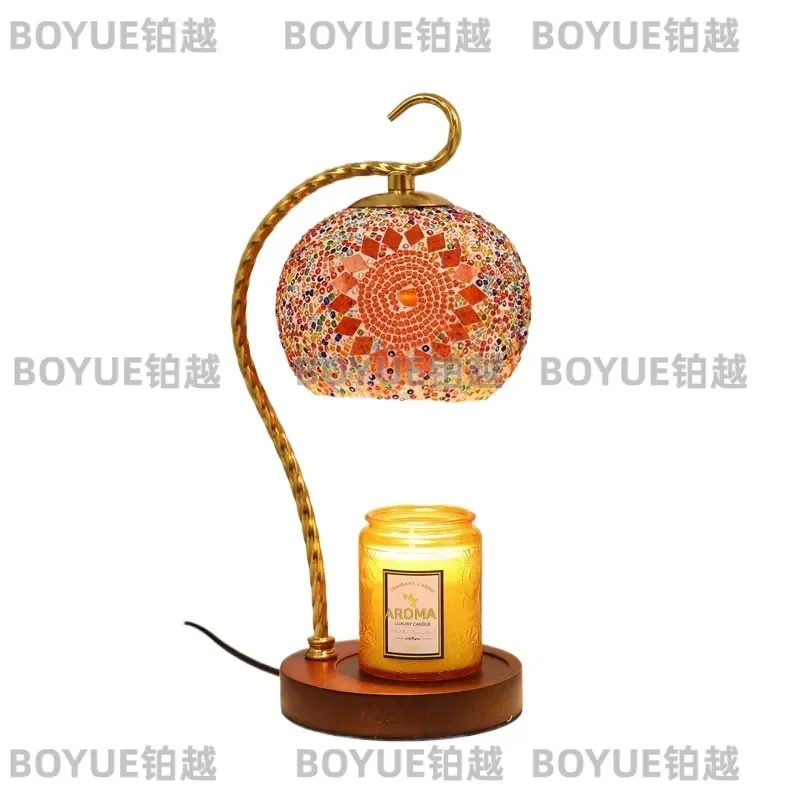 Moroccan Style Flameless Wax Melter Lamp Vintage Romantic Aromatherapy Light Decorative Bedside Desk Ornament for Bedroom