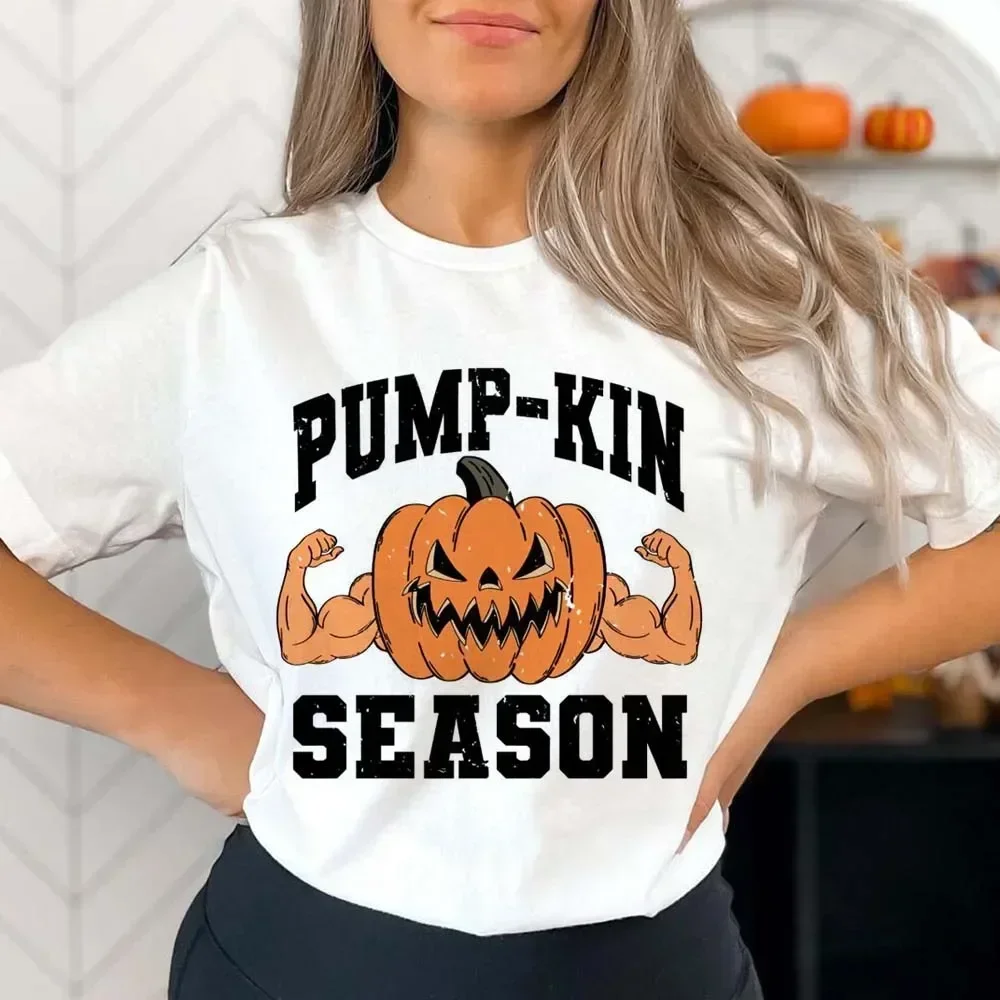 

Horror Pumpkin Season Halloween Halloween O-Neck Fashion Cartoon Print Fun Pattern New Trendy Style Women's Summer T-Shirt