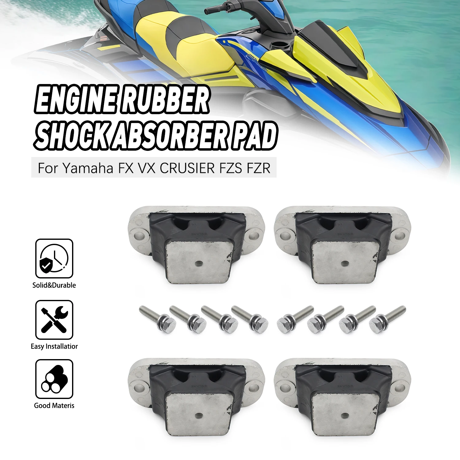 

For Yamaha WaveRunner FX VX CRUSIER FZS FZR 67X-44517-10-00 Motorcycly Bracket Parts Engine Motor Rubber Mount 4PCS Replace