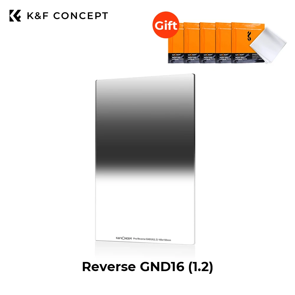 

K&F Concept Reverse GND16 (4 Stop) Reverse Graduated Neutral Density Filter 100x150mm Optical Glass 28 Layers Coating Waterproof