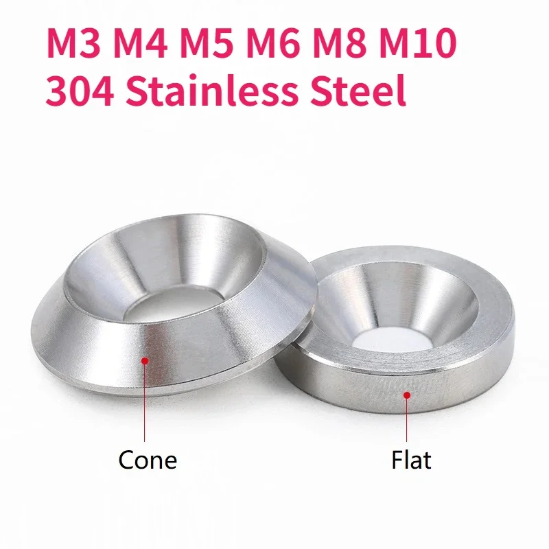 M3 M4 M5 M6 M8 M10 304 Stainless Steel Countersunk Washer Conical Solid Flat Gasket Concave and Convex Tapered Cone Conical