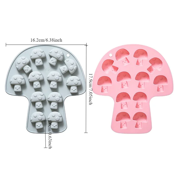 12-hole Simple Mushroom Shape Silicone Mold  Fondant Cake Chocolate Mold Ice Cube Cake Mould  Baking Accessories and Tools