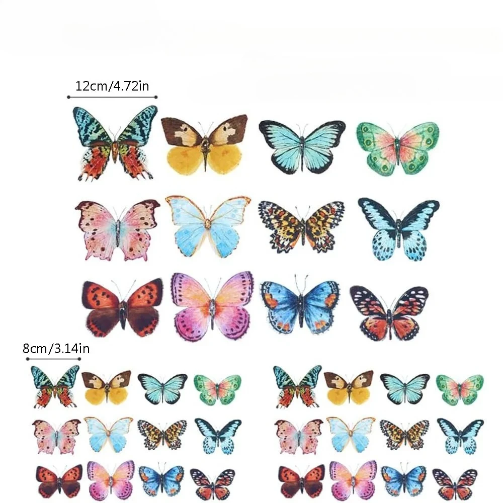 24Pcs/Pack Lifelike 3D Butterfly Wall Stickers - Colorful And Realistic Watercolor Butterfly Wings, Suitable For Indoor And Gard