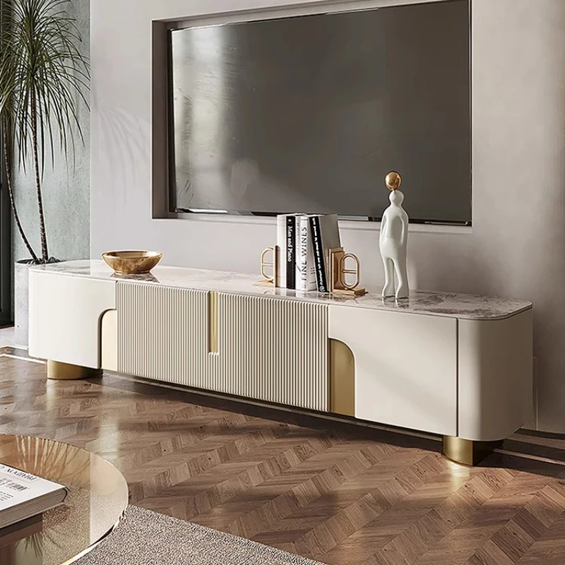 

Light Luxury Rock Slab TV Stands Coffee Table Living Room Modern Simple White Small Apartment High-end Cabinet Furniture