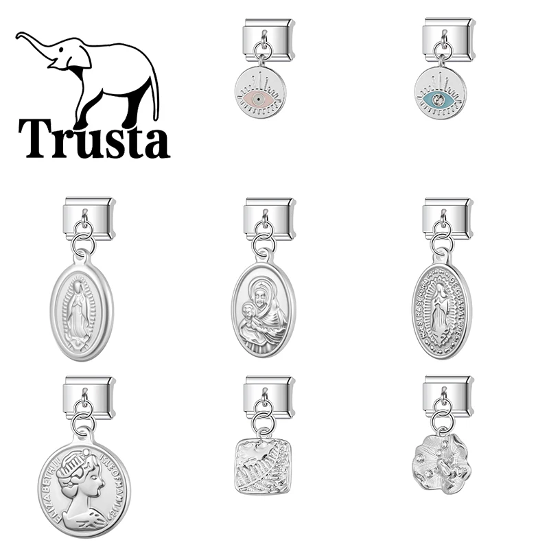 Trusta-2026-Silvery-Faith-Eye-Pendant-Series-Italian-charm-bracelet-Stainless-Steel-DIY-Making-Gifts-Elastic-Accessories-N692