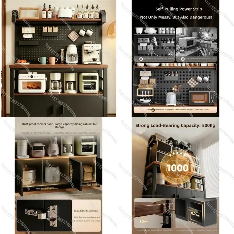 Floor to Ceiling Tea Cabinet for Living Room Dining Area Multi Layer Storage Rack Sideboard Shelf Household Organizer