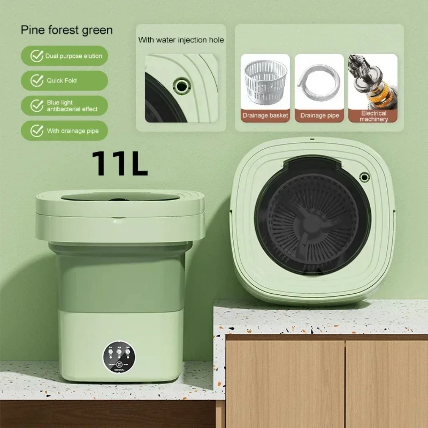 Nieuwe Ideaal Voor Kleding Wassen En Emmer Wassen, Deze Draagbare Mini Wasmachine Met Spin Droger Beschikt Over Ultrasone Technoloog