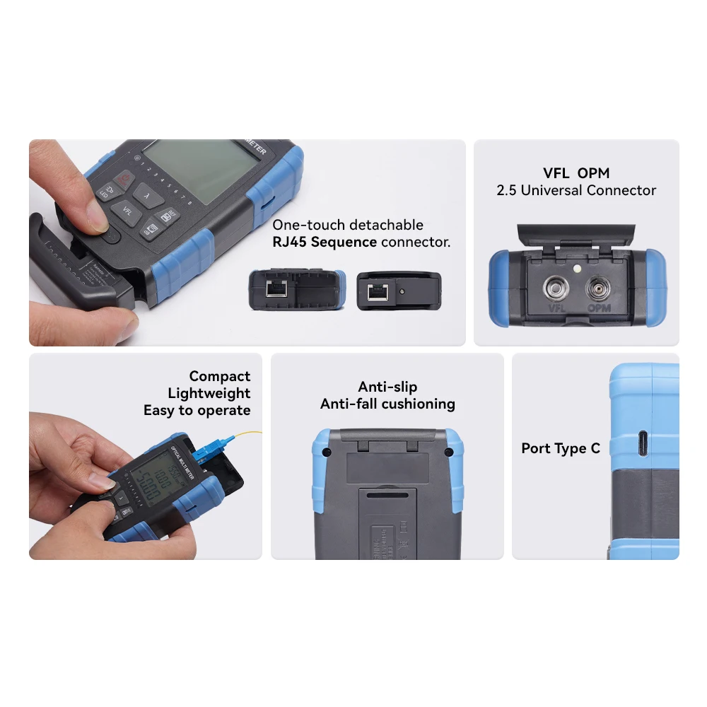 FCST -50~+26dBm Optical Power Meter 4 in 1 Multifunction Fiber Network Cable Tester Visual Fault Locator 15MW