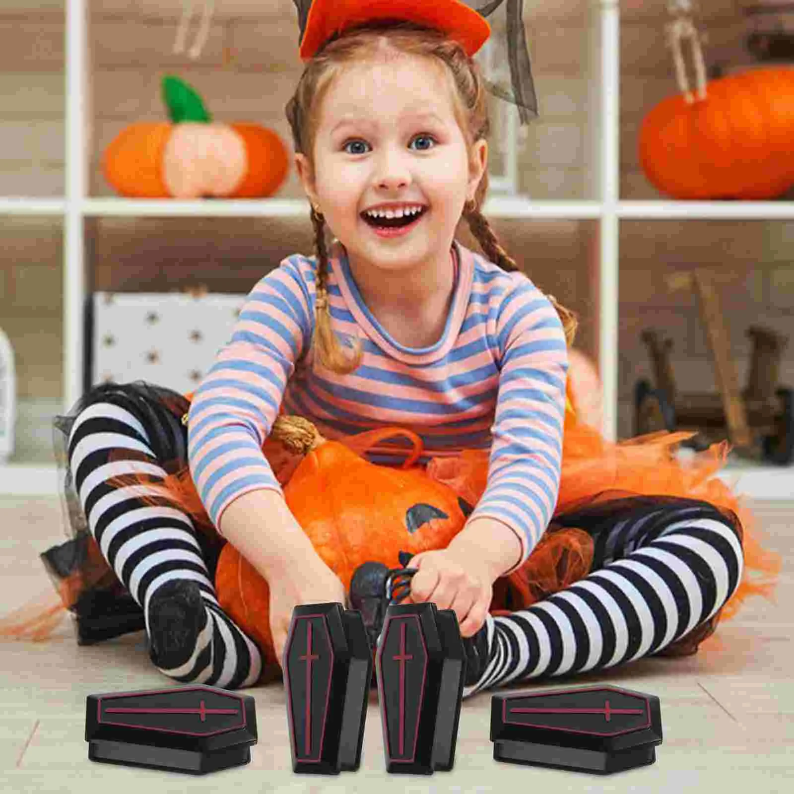 

Mini Coffin Box Props 10 Pcs Realistic Halloween Decorations Plastic naments Small Coffin Model Tabletop Gifts Party Favors