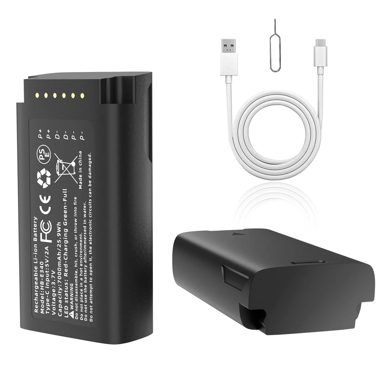 3.7V 25.9Wh 7000mAh Li ion Rechargeable Battery Pack Type C Fast Charging Include Cable Compatible with eufy Video Doorbell E340