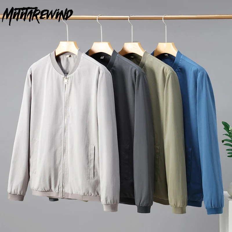 

Spring Autumn Jackets for Men Daily Casual Male Coats Solid Zipper Baseball Collar Loose Jacket Japanese Simple Men's clothing