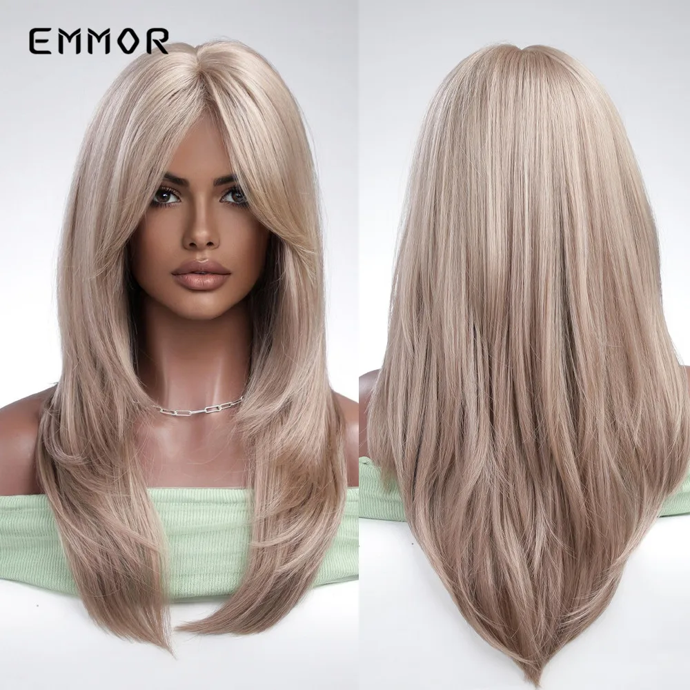 

Emmor Synthetic Middle Wavy Fashion Wigs for Women Blonde Brown Hair Wigs Heat Resistant Party Fiber Wigs