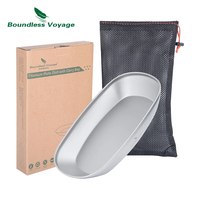 Boundless Voyage Reusable Titanium Pan Dinner Plate Ultralight Dish with Carry Bag Food Fruit Pan Sauce Salad Plates for Kitchen