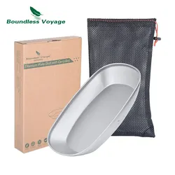 Boundless Voyage Reusable Titanium Pan Dinner Plate Ultralight Dish with Carry Bag Food Fruit Pan Sauce Salad Plates for Kitchen