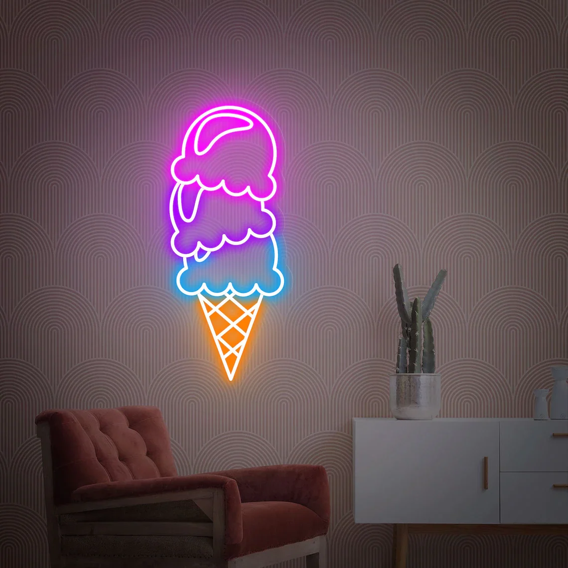 Ice Cream Neon Sign Ice Cream Wall Decor Ice Cream Bar Sign Shop Decoration Kids Room Decor Birthday Gifts