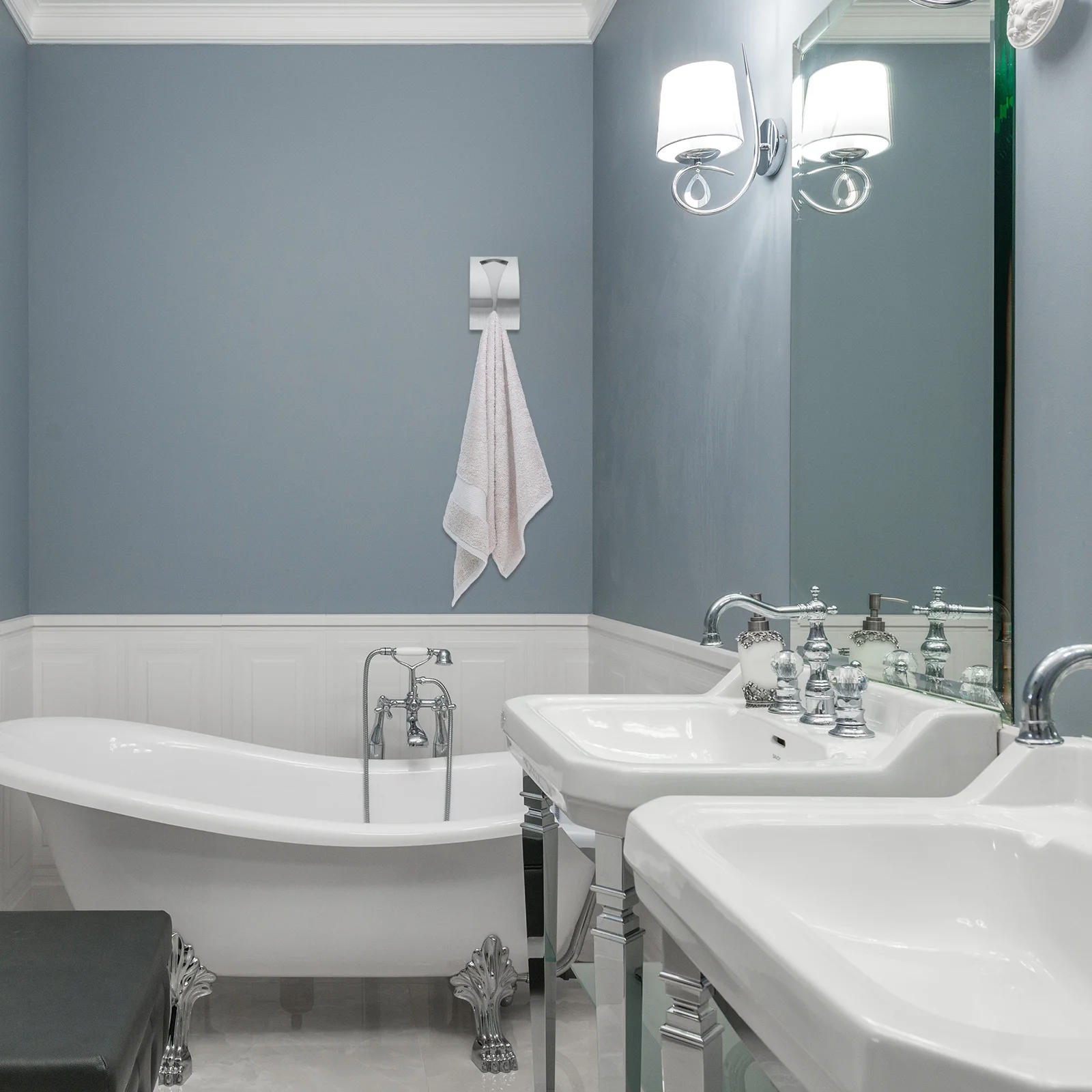 

4pcs Wall Mounted Towel Hook Stainless Steel No Drill Bathroom Hanging Hook For Toilet Kitchen Storage Easy Install