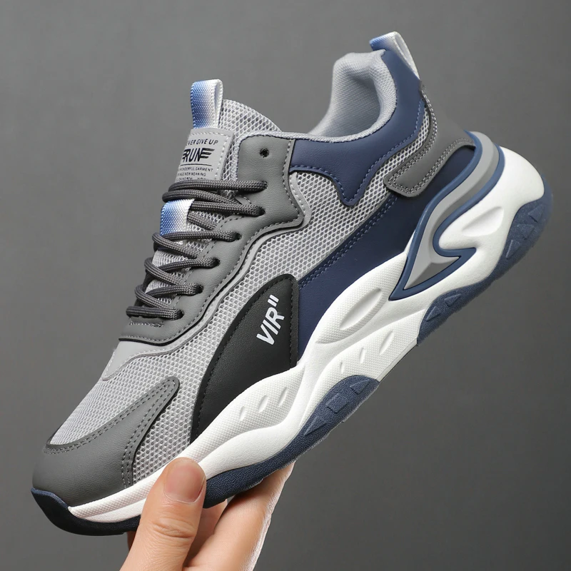 

Thick Sole Wear-resistant Sports Shoes 2025 Autumn New Mens Footwear Fashion Comfortable Breathable Anti Slip Mesh Male Sneakers