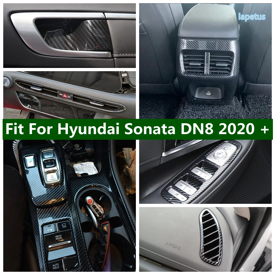 

Gear Box / Armrest Box Anti Kick Panel / Door Handle Bowl Cover Trim For Hyundai Sonata DN8 2020 - 2023 Carbon Fiber Accessories