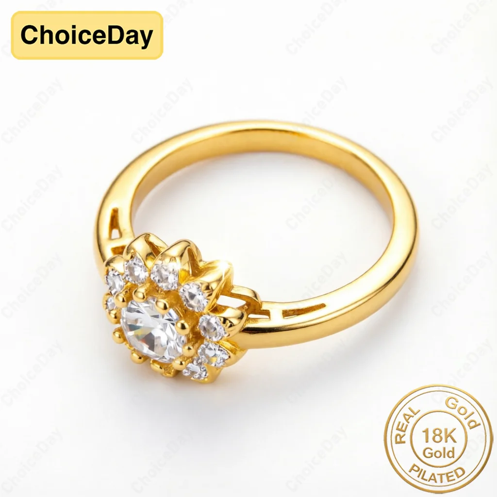 Exquisite 18K Gold-Plated Snowflake Zircon Ring – Stylish Women's Wedding Jewelry & Party Gift