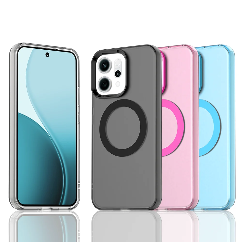 Magnetic Wireless Charging Case For OPPO Reno 14 Pro 14F Reno14 F 5G Cover Candy Colors Transparent Back Shell Fundas Coque