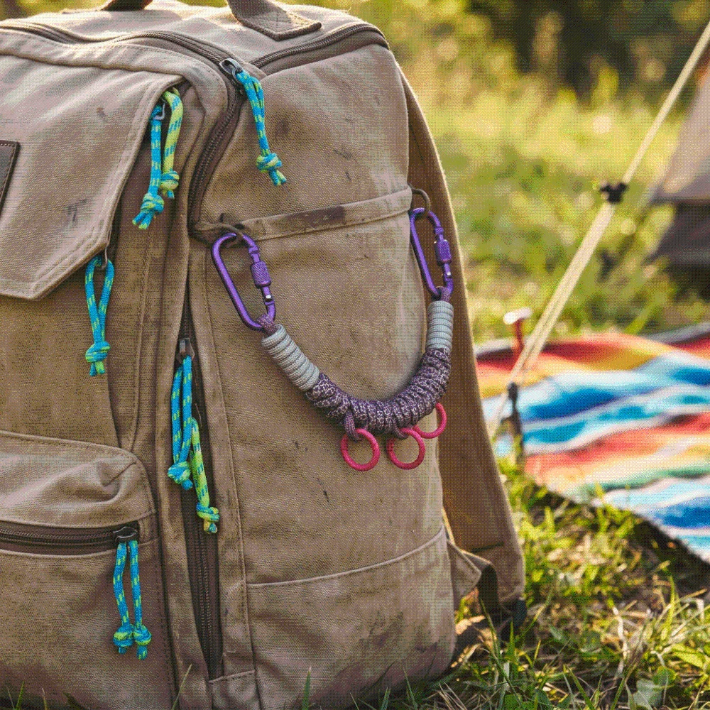 Hand Woven Paracord Bag Charm Rope Vibrant Dopamine Detachable Backpack Extension Strap Durable Nylon Lightweight Sturdy