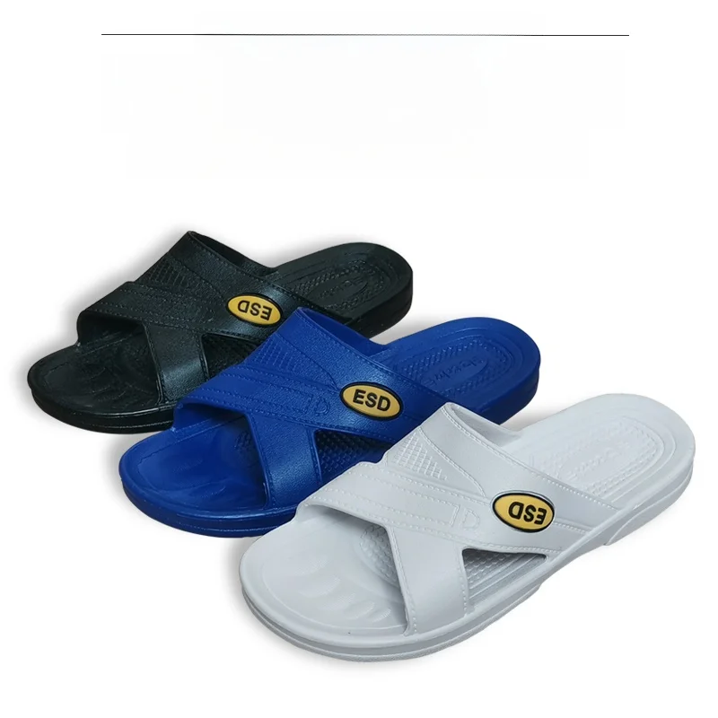 Anti-Static Thick Bottom Slippers Unisex Work Shoes Blue Black Food Electronics Dust-Free Protective Footwear for Home Use
