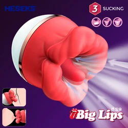 HESEKS Tongue Licking Suction Vibrator 3D Nipple Vagina Stimulator G Spot Clit Sucker Massager Female Rose Sex Toy for Women