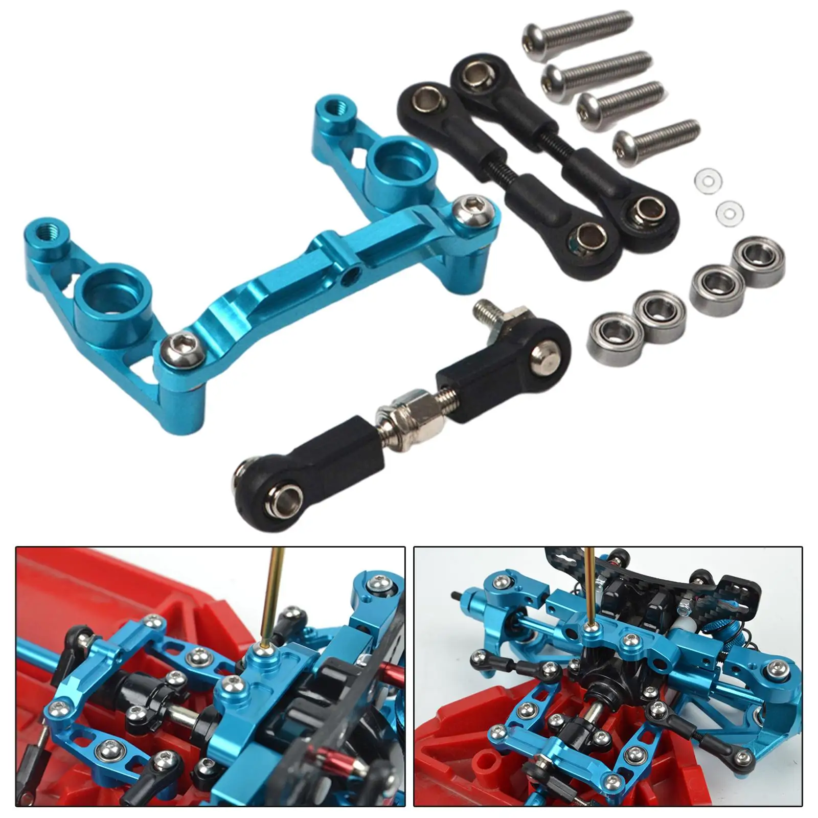 CNC Precision Metal Steering Linkage Rod for 1 10 RC Car Tamiya TT02 TT02B Ball Bearing Crank Kit